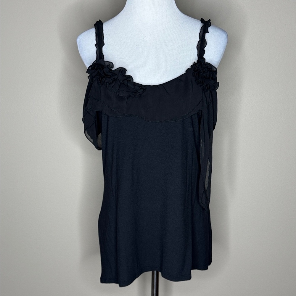 Express womens black stretch tank top blouse size L.